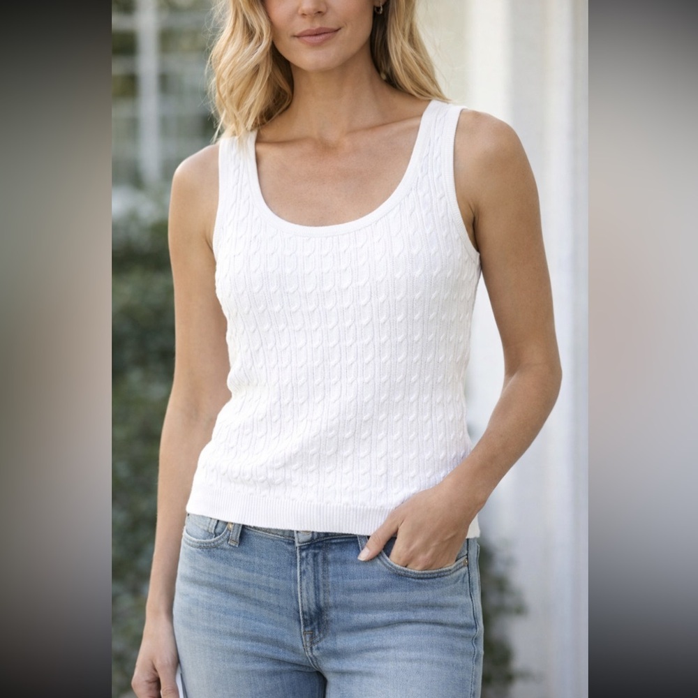 Talbots White Textured Tank Top in great condition
